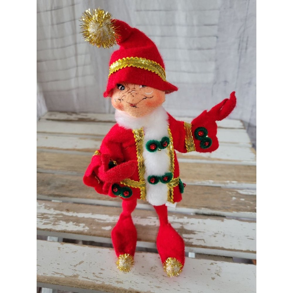 Annalee pixie red elf gold 2008‎ Xmas decor
